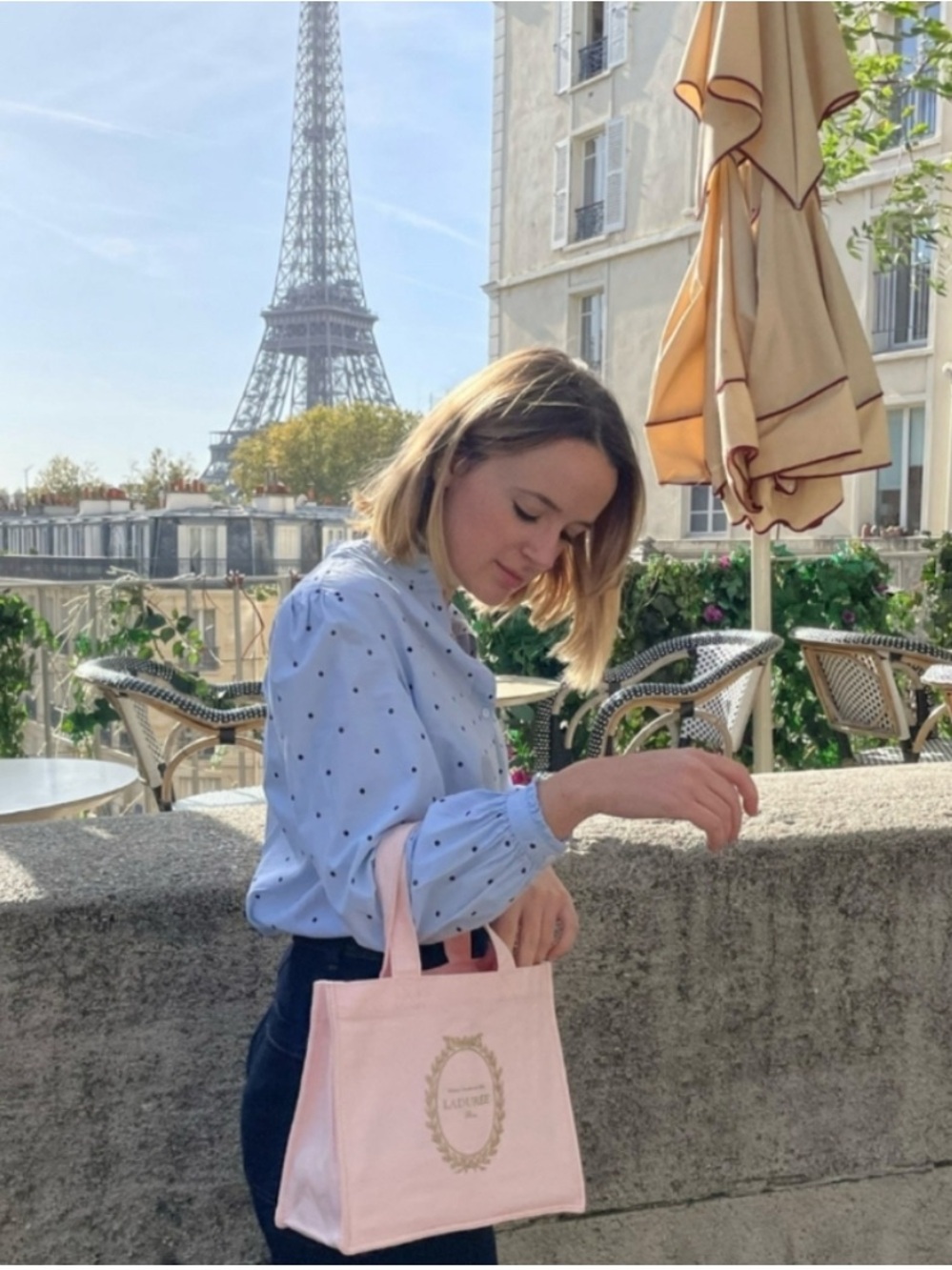 NEW! LADURÉE Pink Canvas Tote, Brand New! Green Ladurée Shopper & Ribbon include